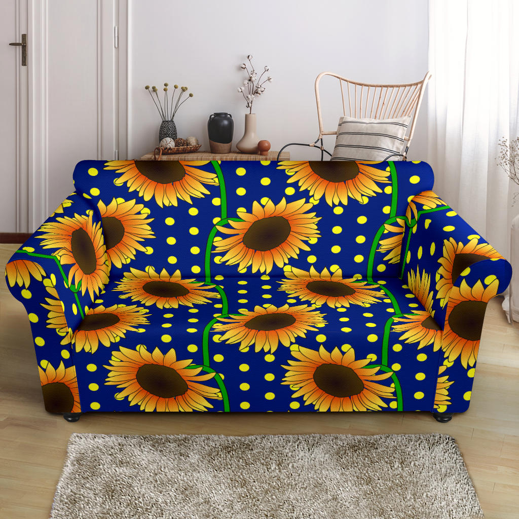 Sunflower Pokka Dot Pattern Loveseat Couch Slipcover