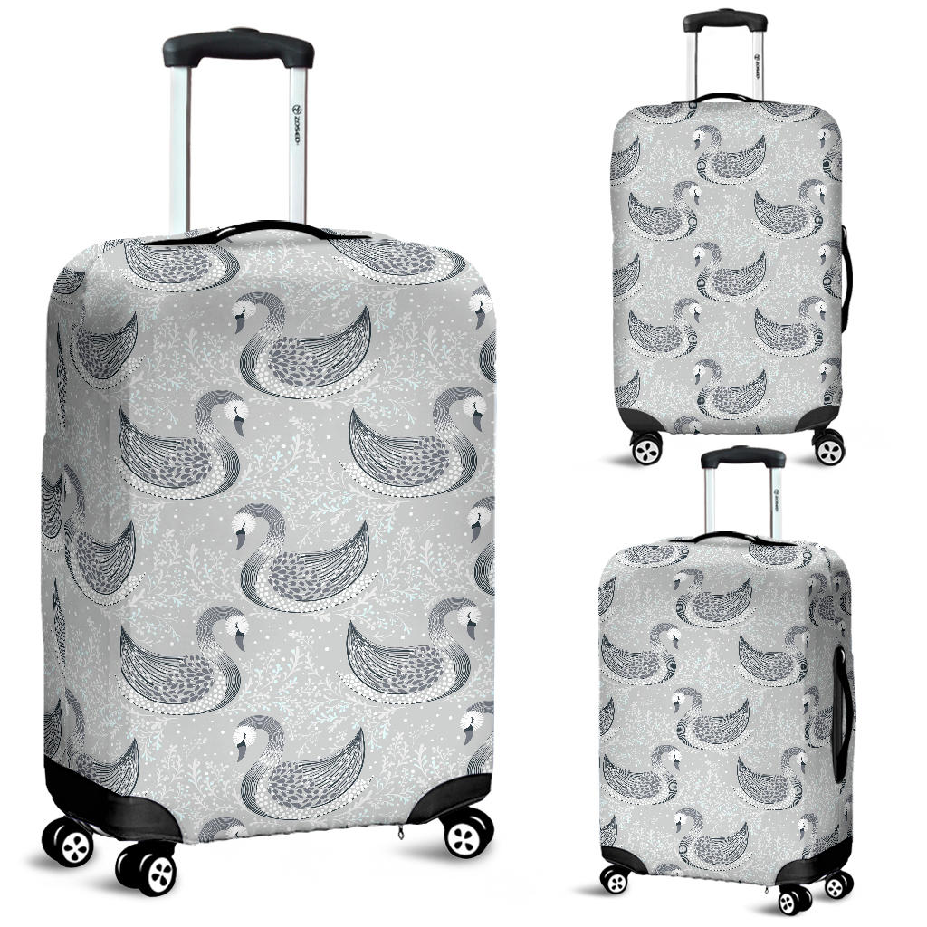 Swan Gray Pattern Luggage Covers