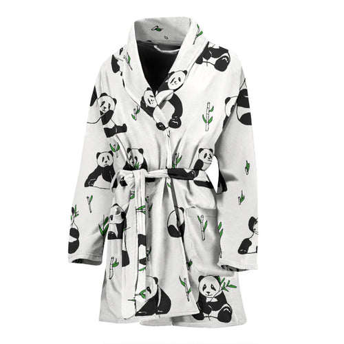 Panda Pattern Background Women Bathrobe