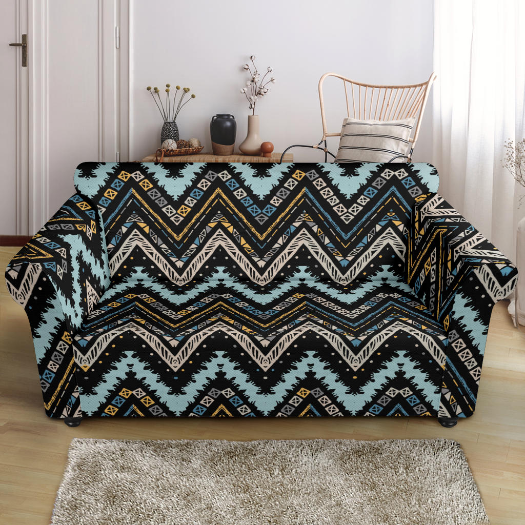 Zigzag Chevron African Afro Dashiki Adinkra Kente Loveseat Couch Slipcover