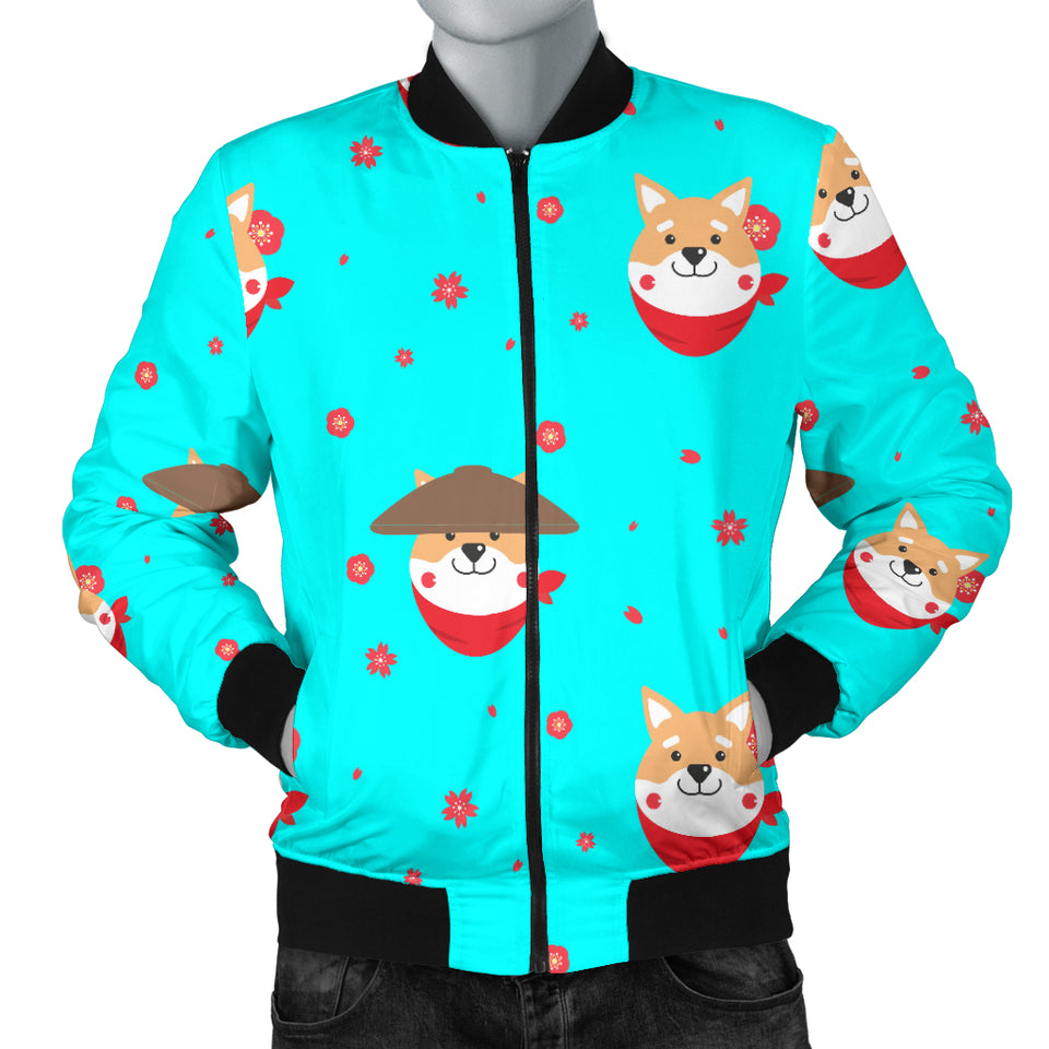 Shiba Inu Japanese Hat Pattern Men Bomber Jacket