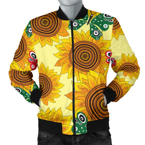 Sunflower Butterfly Pattern Men Bomber Jacket