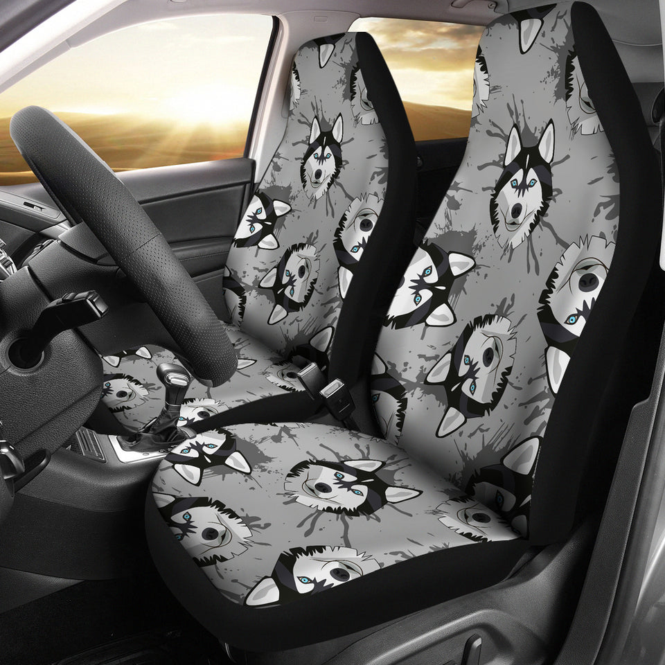 Siberian Husky Pattern Theme Universal Fit Car Seat Covers