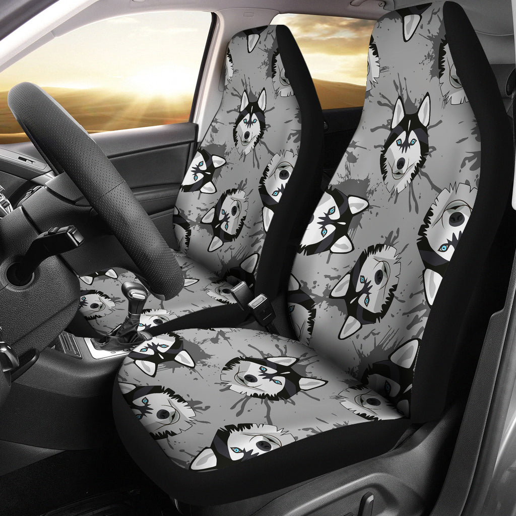 Siberian Husky Pattern Theme Universal Fit Car Seat Covers