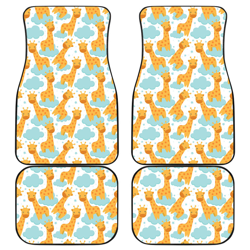 Giraffe Pattern Print Design 05 Front and Back Car Mats