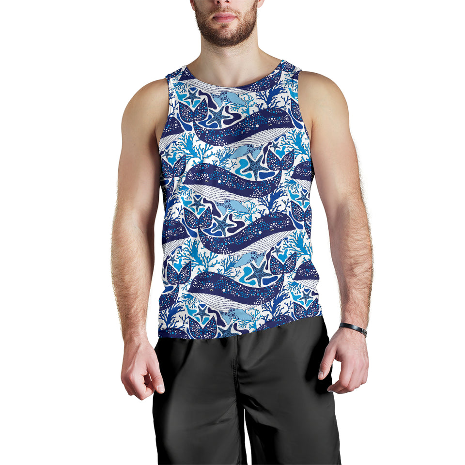 Whale Starfish Pattern Men Tank Top