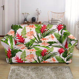 Heliconia Hibiscus Leaves Pattern Loveseat Couch Slipcover