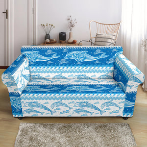 Dolphin Tribal Pattern Ethnic Motifs Loveseat Couch Slipcover