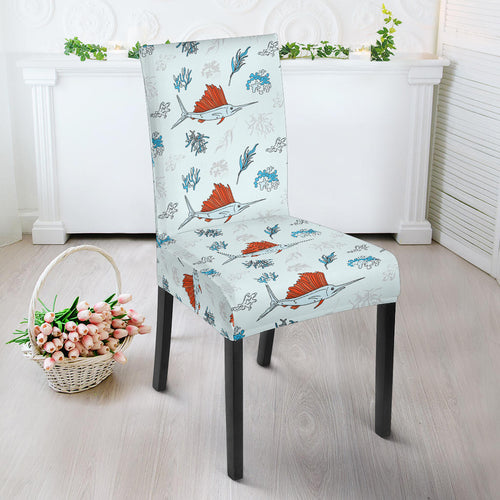 Swordfish Pattern Print Design 03 Dining Chair Slipcover