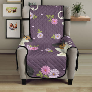 Dachshund in Coffee Cup Flower Pattern Chair Cover Protector