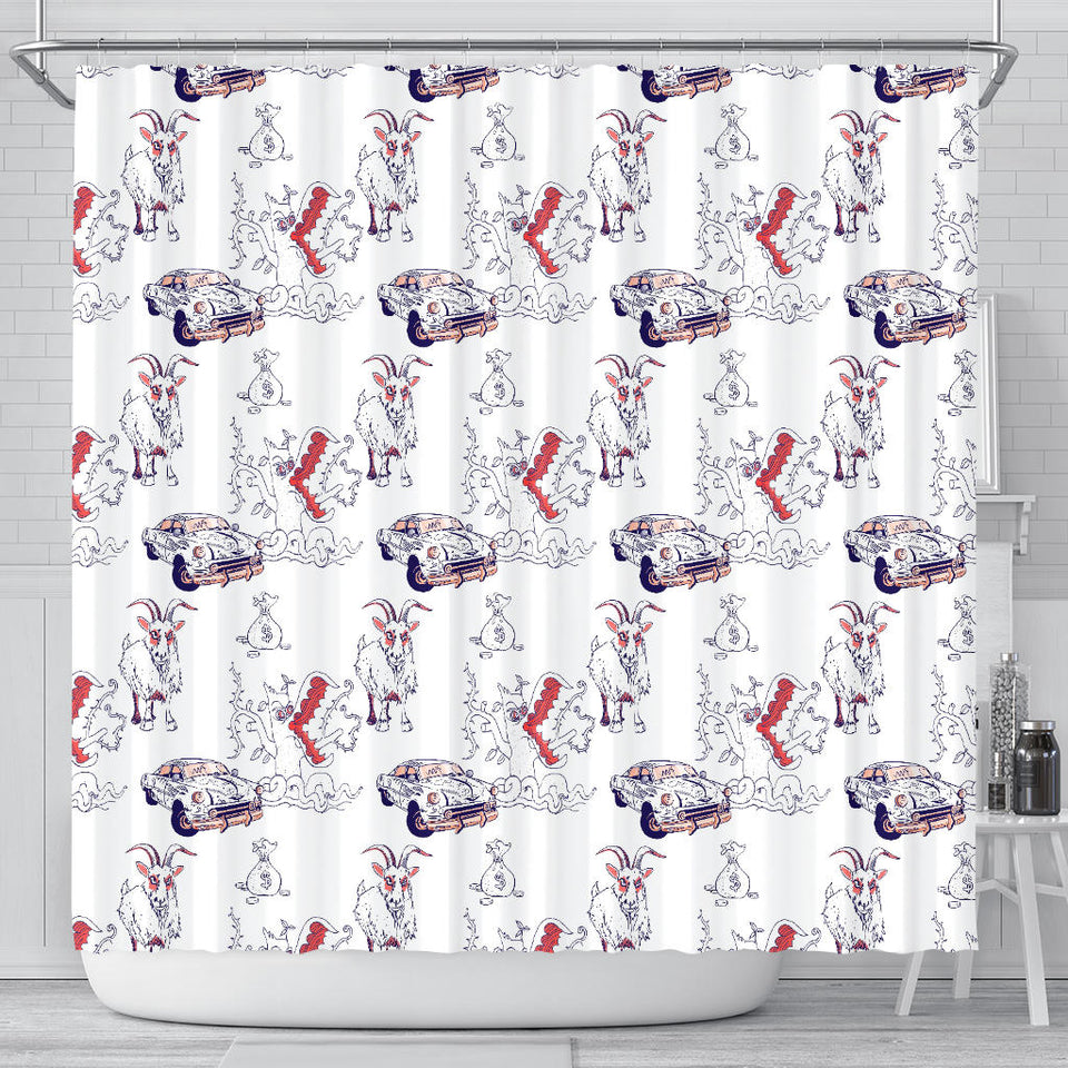 Goat Car Pattern Shower Curtain Fulfilled In US