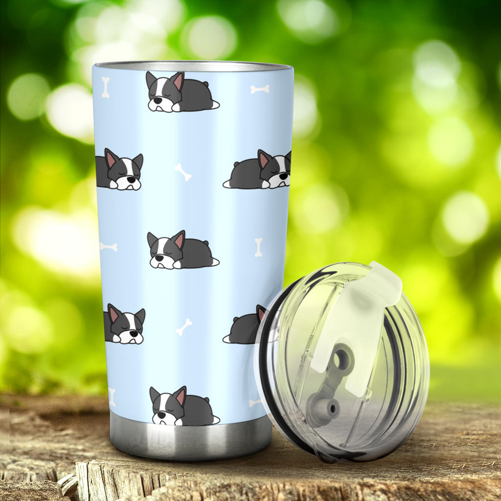 Sleep Boston Terrier Bone Pattern Tumbler