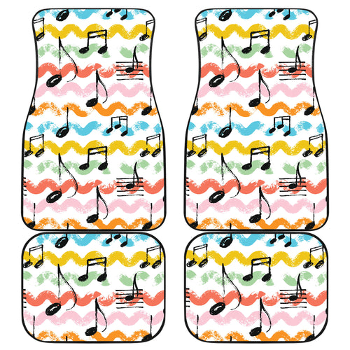 Music Notes Pattern Print Design 01 Front and Back Car Mats