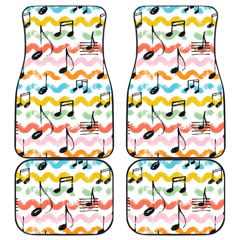 Music Notes Pattern Print Design 01 Front and Back Car Mats