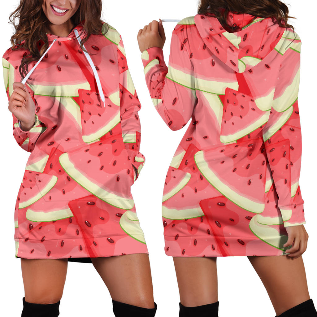 Watermelon Pattern Background Women Hoodie Dress