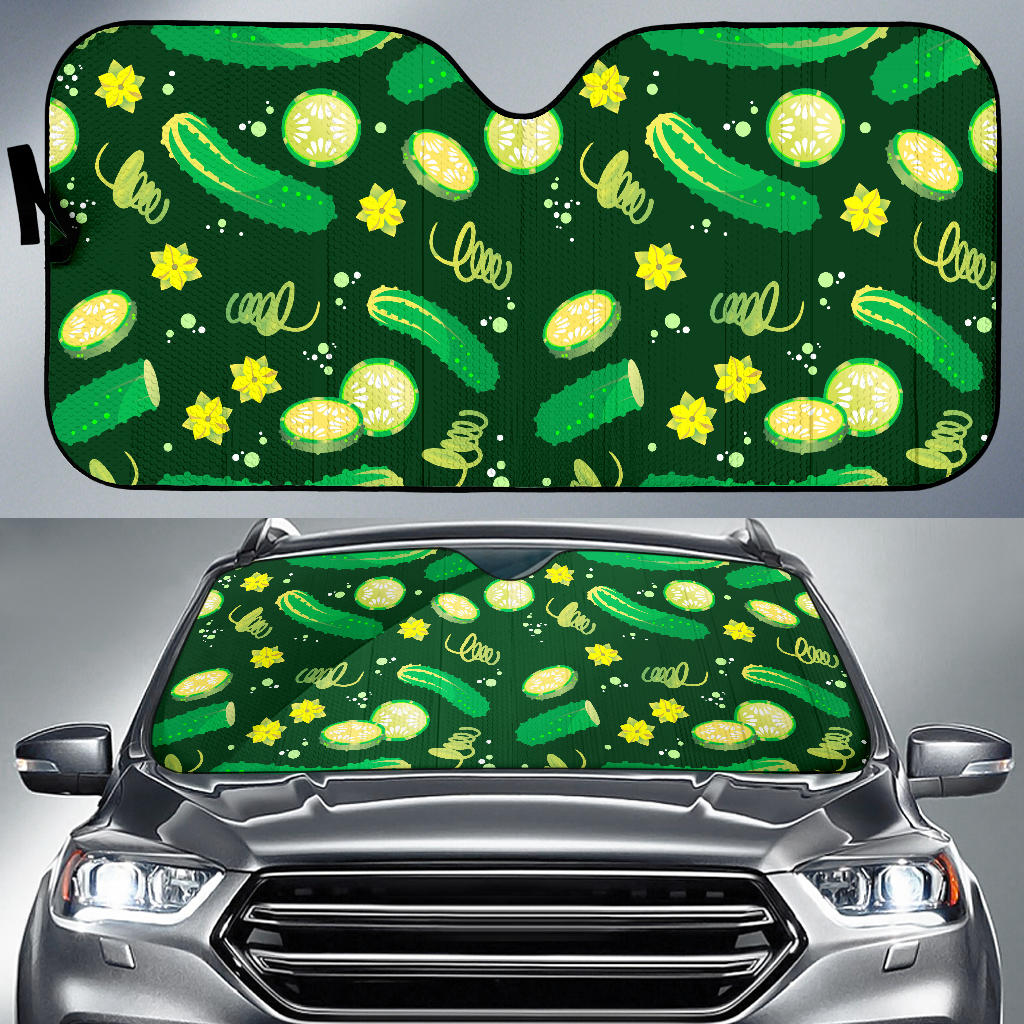 Cucumber Pattern Background Car Sun Shade