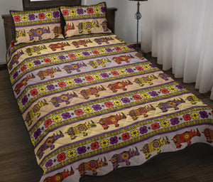 Rhino African Afro Dashiki Adinkra Kente Pattern Quilt Bed Set