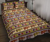 Rhino African Afro Dashiki Adinkra Kente Pattern Quilt Bed Set