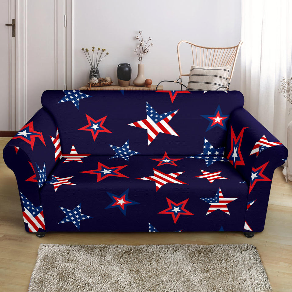 USA Star Pattern Theme Loveseat Couch Slipcover