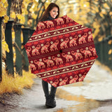 Elephant Red Pattern Ethnic Motifs Umbrella