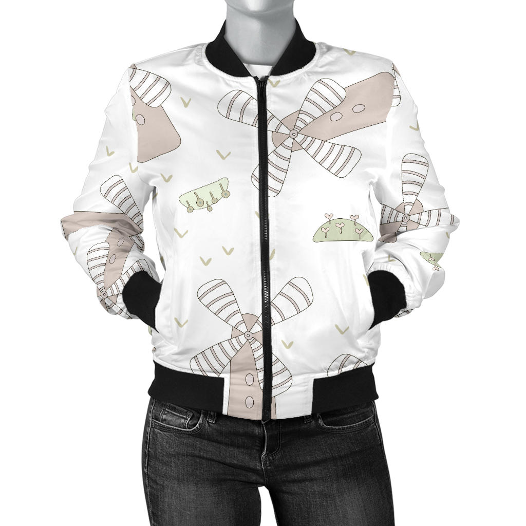 Windmill Pattern Background Women Bomber Jacket