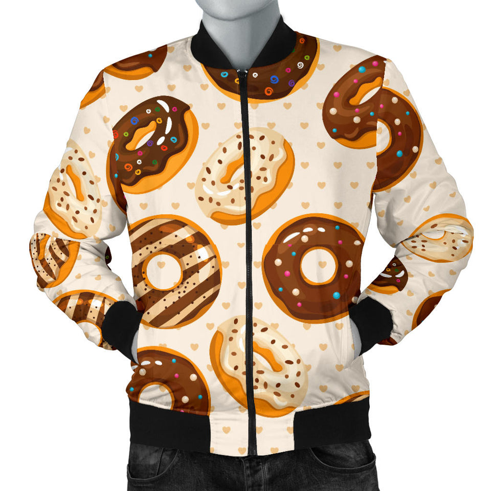 Chocolate Donut Pattern Men Bomber Jacket
