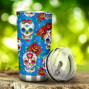 Suger Skull Rose Pattern Tumbler