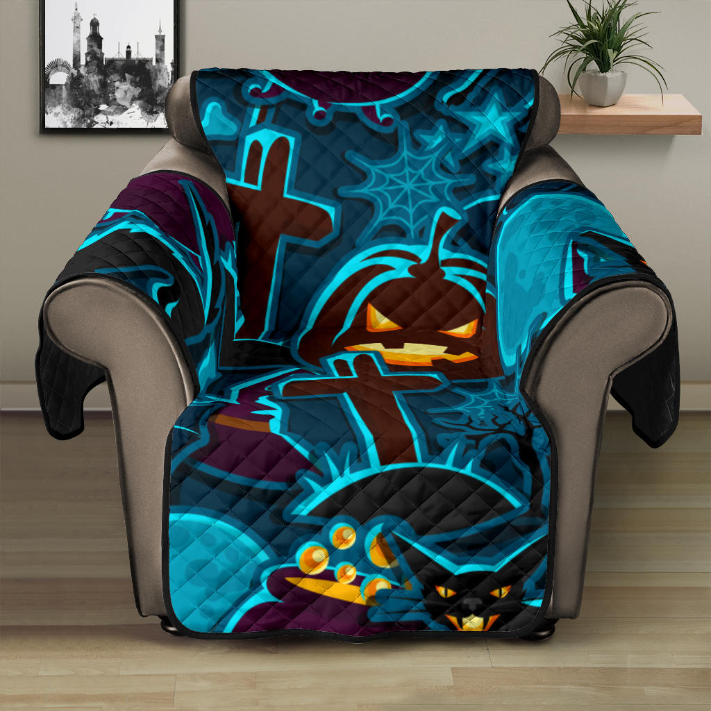 Halloween Pumpkin Cat Pattern Recliner Cover Protector