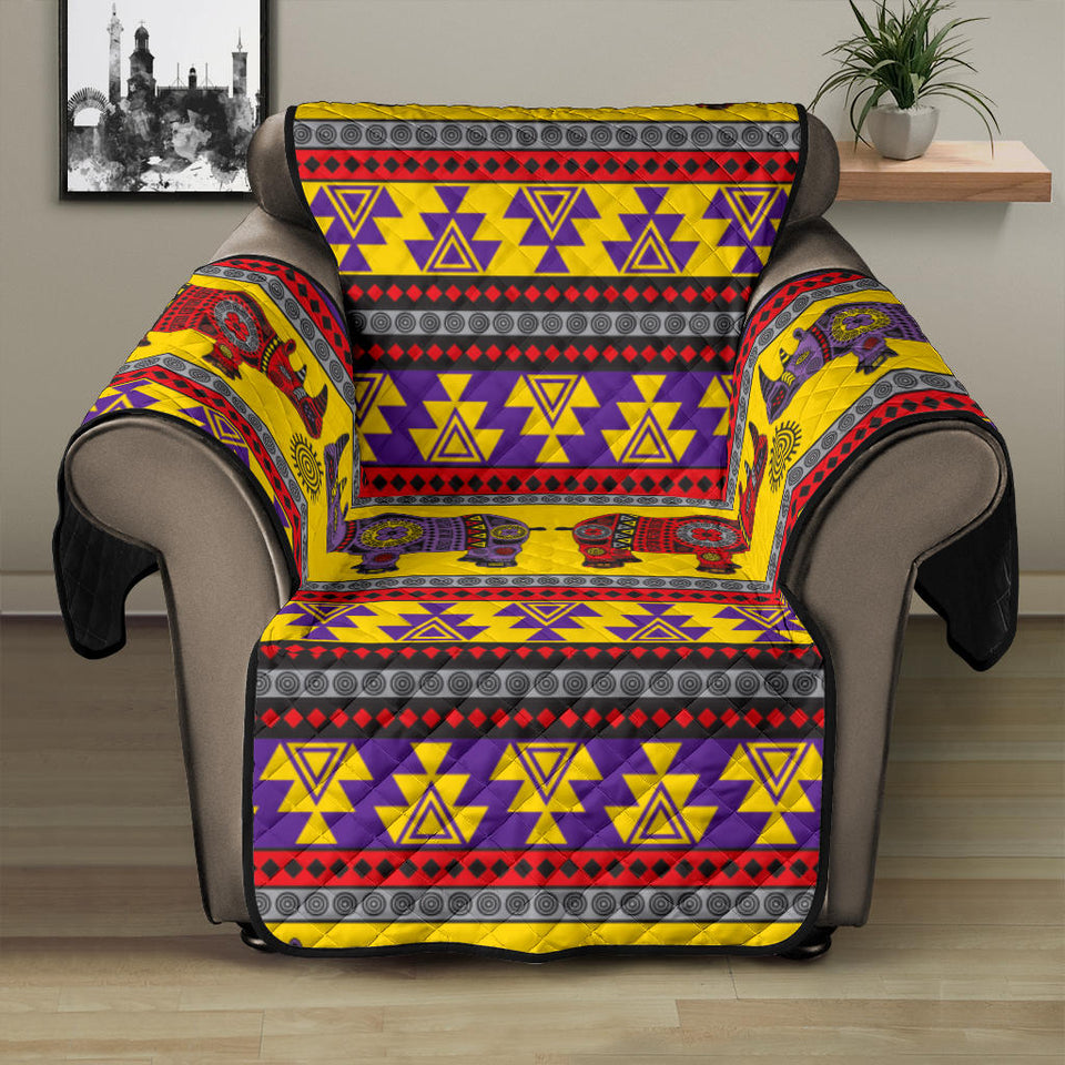 Rhino African Afro Dashiki Adinkra Kente Ethnic Motifs Recliner Cover Protector