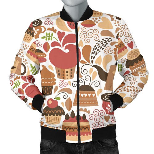 Hand Drawn Cake Pattern Men Bomber Jacket