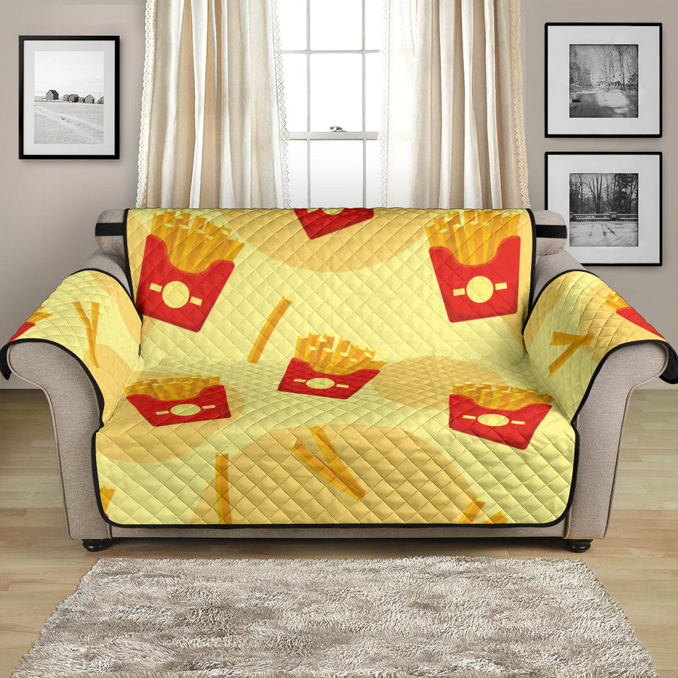 French Fries Pattern Background Loveseat Couch Cover Protector