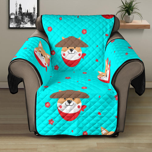 Shiba Inu Japanese Hat Pattern Recliner Cover Protector