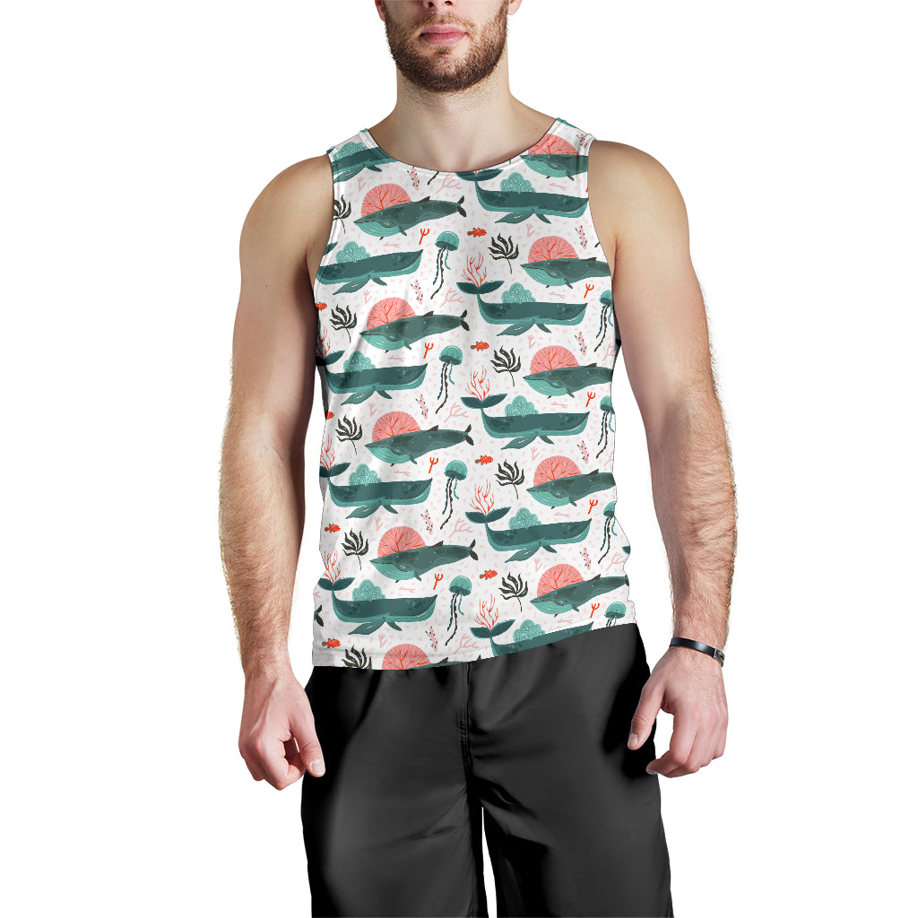 Whale Jelly Fish Pattern  Men Tank Top