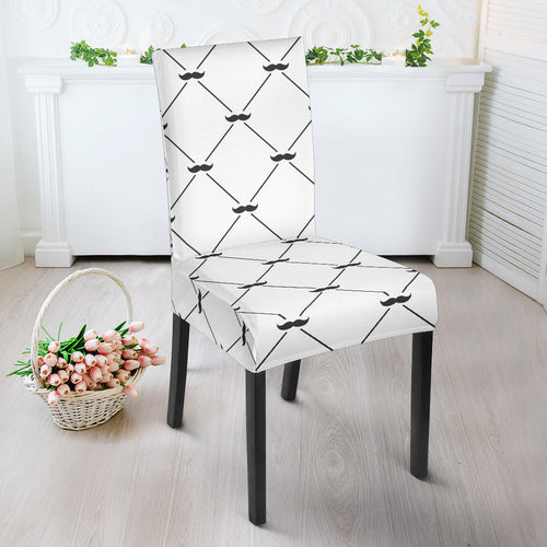 Mustache Beard Pattern Print Design 02 Dining Chair Slipcover