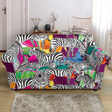 Zebra Colorful Pattern Loveseat Couch Slipcover