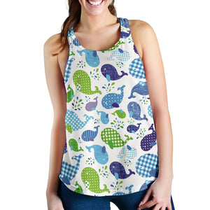 Whale Stripe Dot Pattern Women Racerback Tank Top