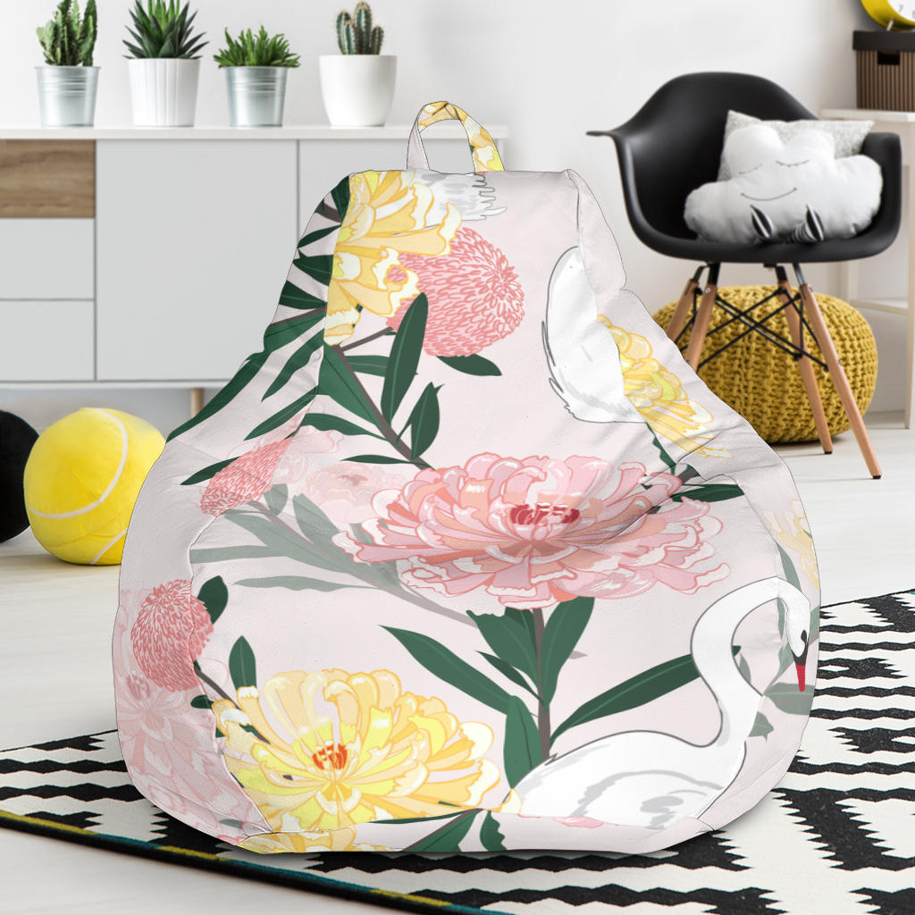 Swan Flower Pattern Bean Bag Cover