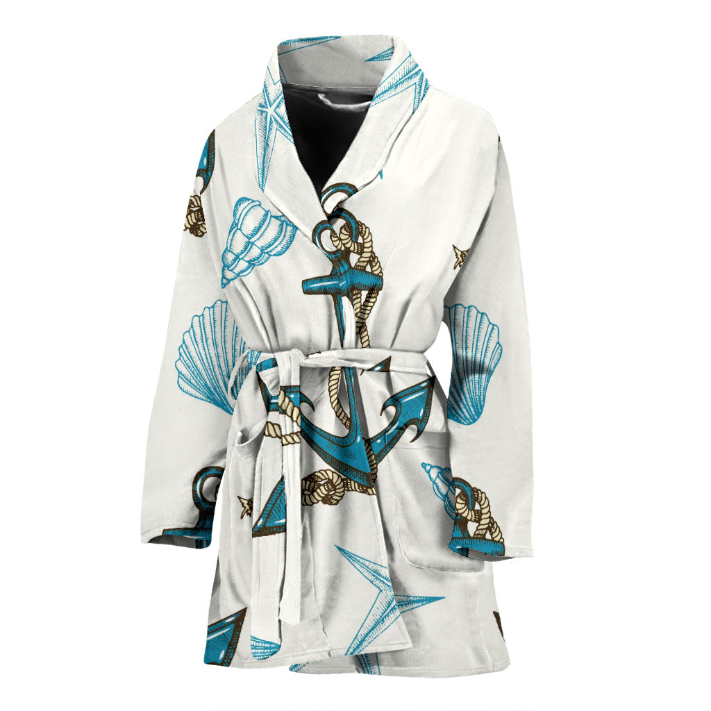 Anchor Shell Starfish Pattern Women Bathrobe