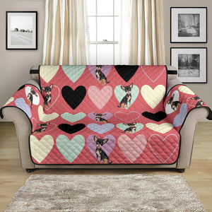 Chihuahua Heart Pink Pattern Loveseat Couch Cover Protector