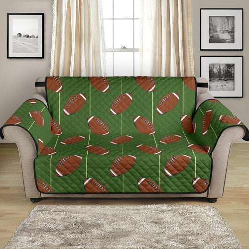 American Football Ball Pattern Green Background Loveseat Couch Cover Protector