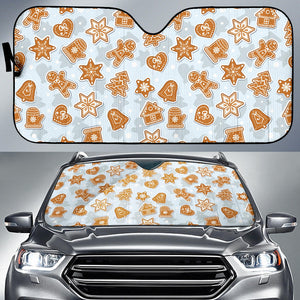 Christmas Gingerbread Cookie Pattern background Car Sun Shade