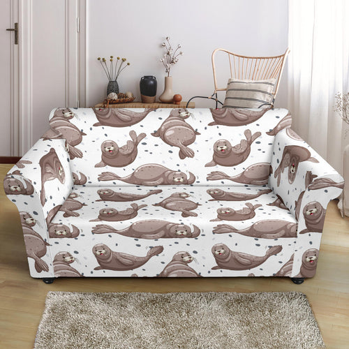 Sea Lion Pattern Background Loveseat Couch Slipcover