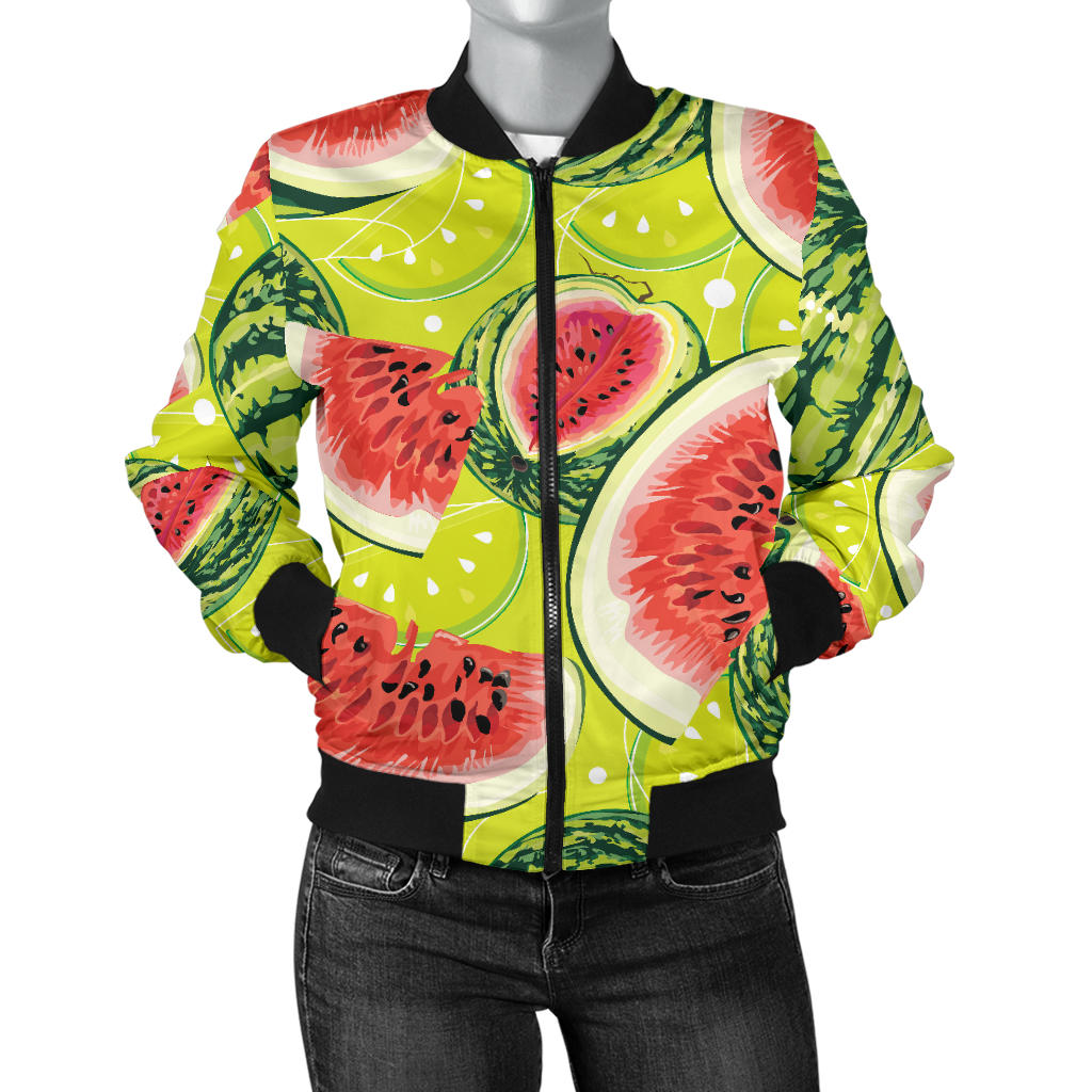 Watermelon Theme Pattern Women Bomber Jacket