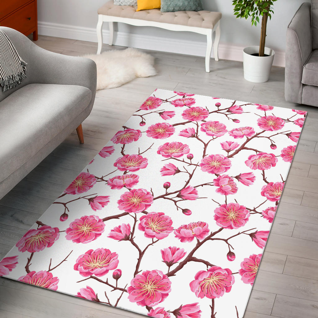 Pink Sakura Pattern Area Rug