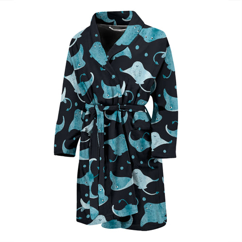 Stingray Pattern Print Design 04 Men Bathrobe