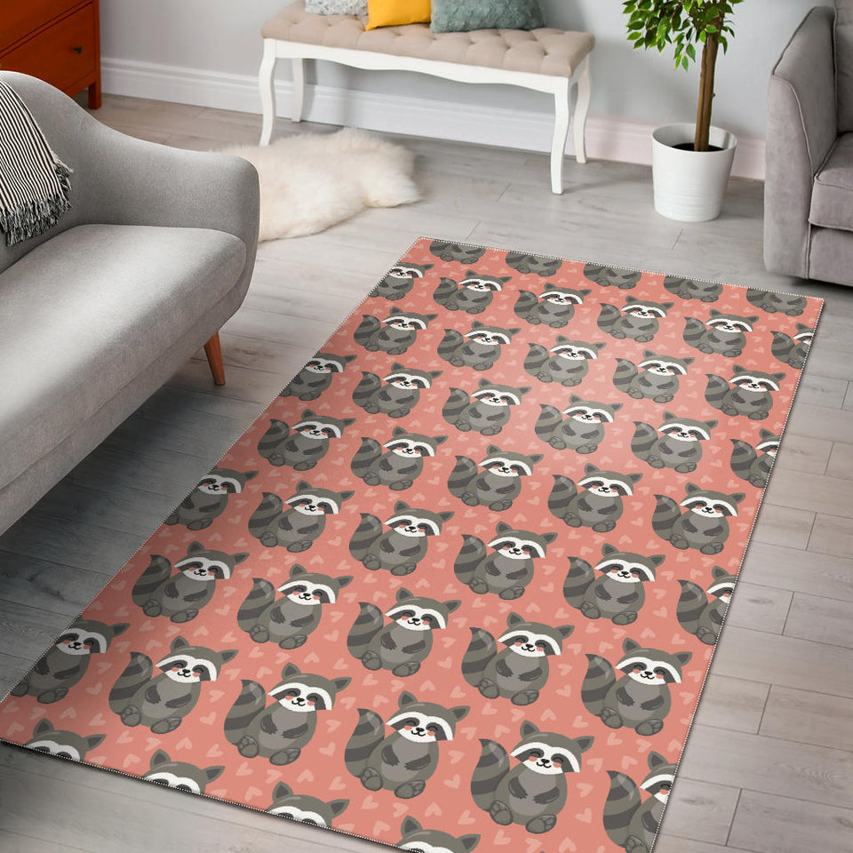 Raccoon Heart Pattern Area Rug