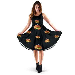 Sandwich Pattern Print Design 03 Sleeveless Midi Dress