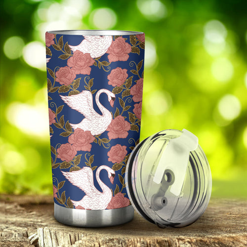 Swan Rose Pattern Tumbler