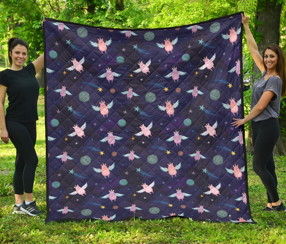 Pig Pattern Print Design 05 Premium Quilt