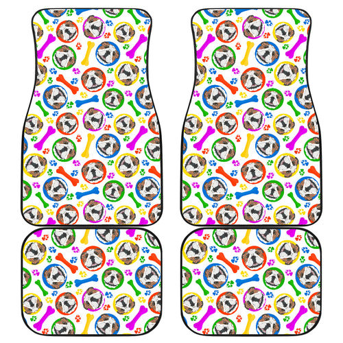 English Bulldog Pattern Print Design 05 Front and Back Car Mats